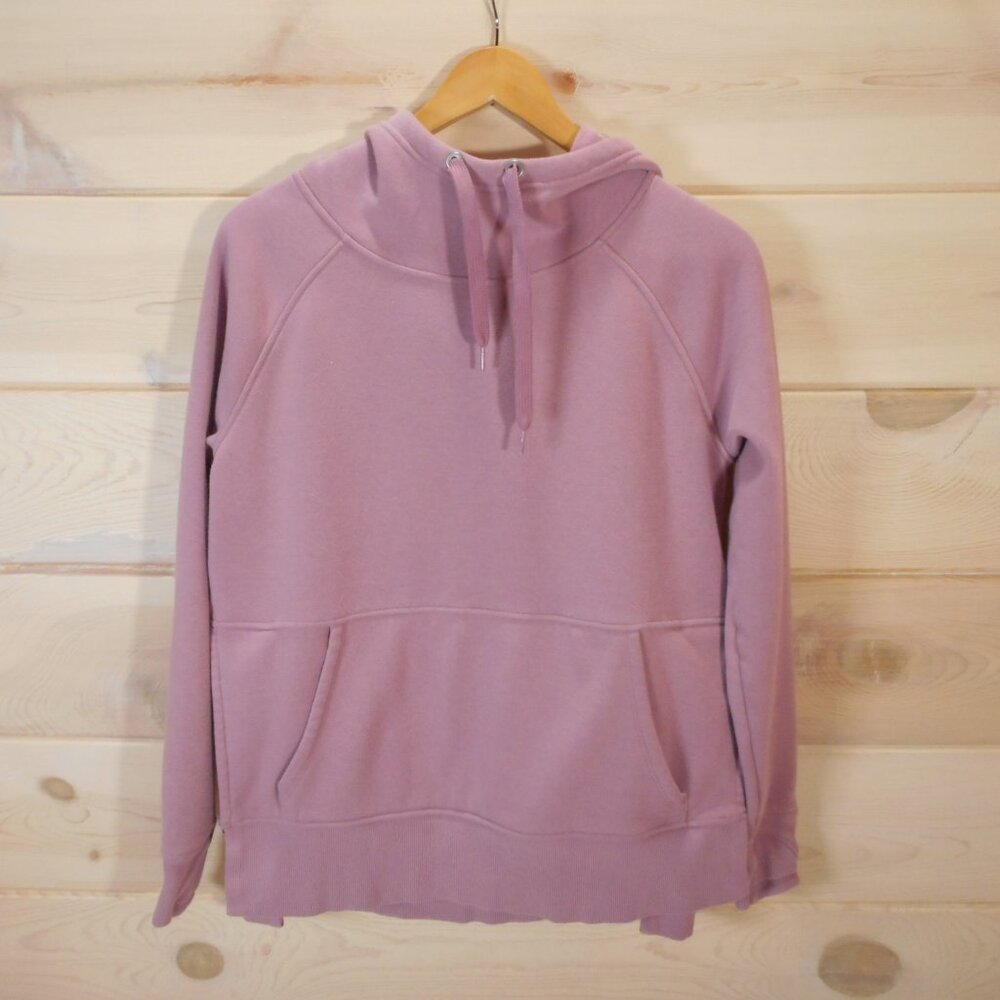 Athleta Women's XS Hoodie Sweatshirt Pink Fleece Cozy Lining Pockets Thumbholes